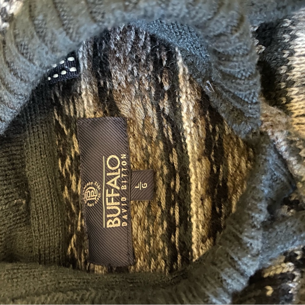 Buffalo David Bitton Charcoal Patterned Turtlenec… - image 2